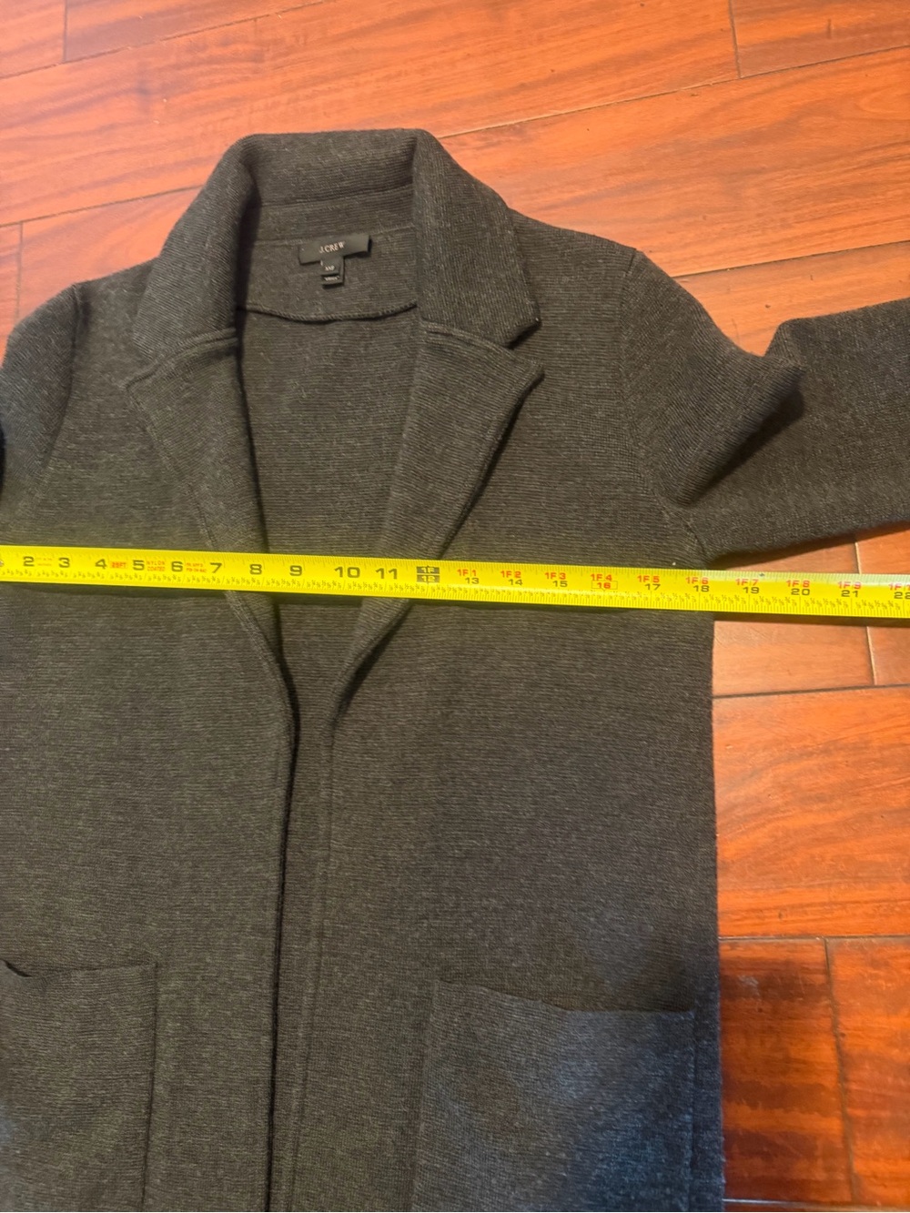 J. Crew 100% merino wool Dark Gray Open-Front Cardigan with pockets - Picture 3 of 8